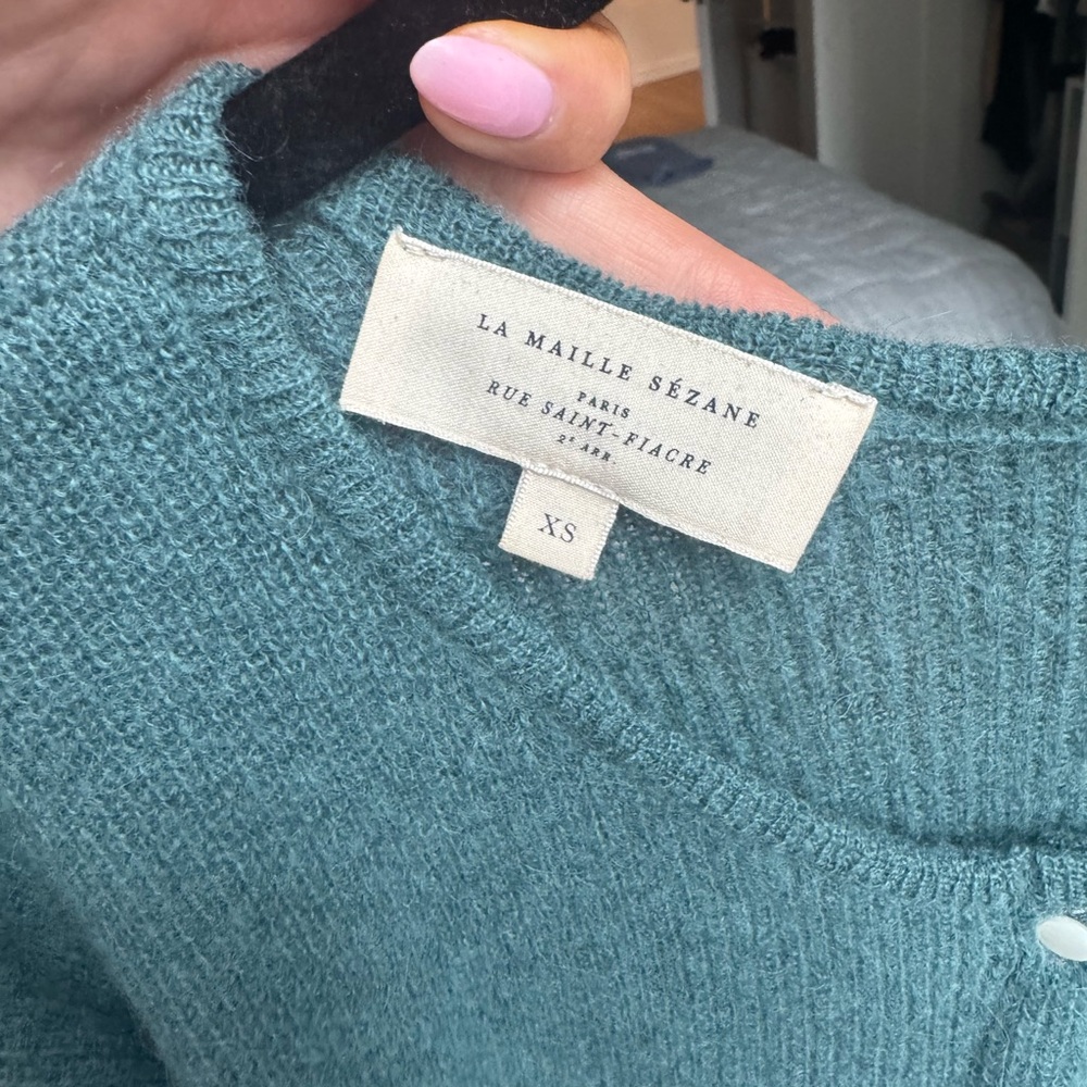 Sezane Gaspard Cardigan - S / XS - teal green - Picture 4 of 5